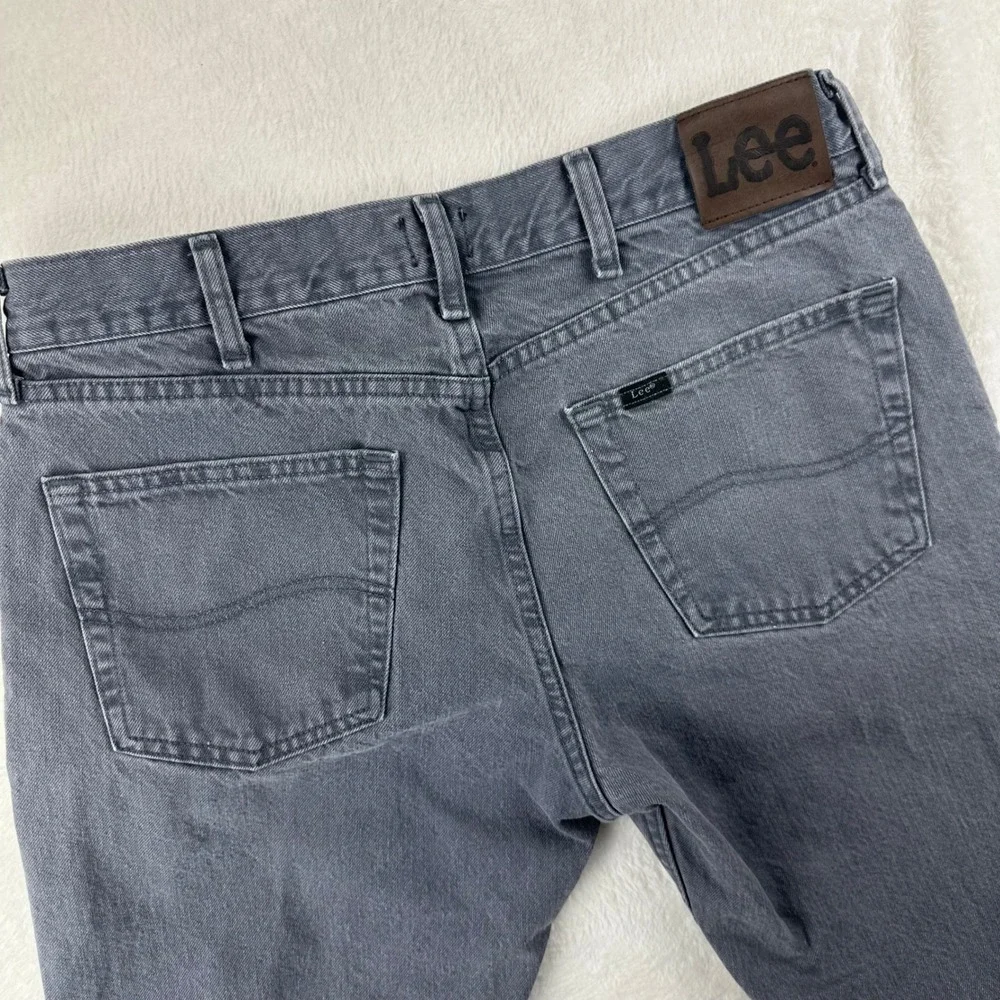 Lee Jeans Mens Regular Fit 34x29 Grey Straight Leg Denim Cotton Pants VTG Y2K‎